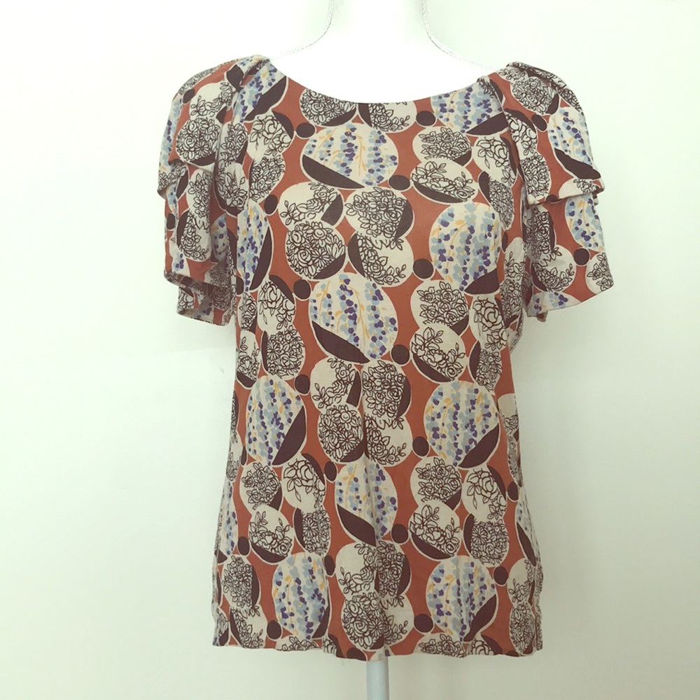 Printed Ruffle Sleeve Top